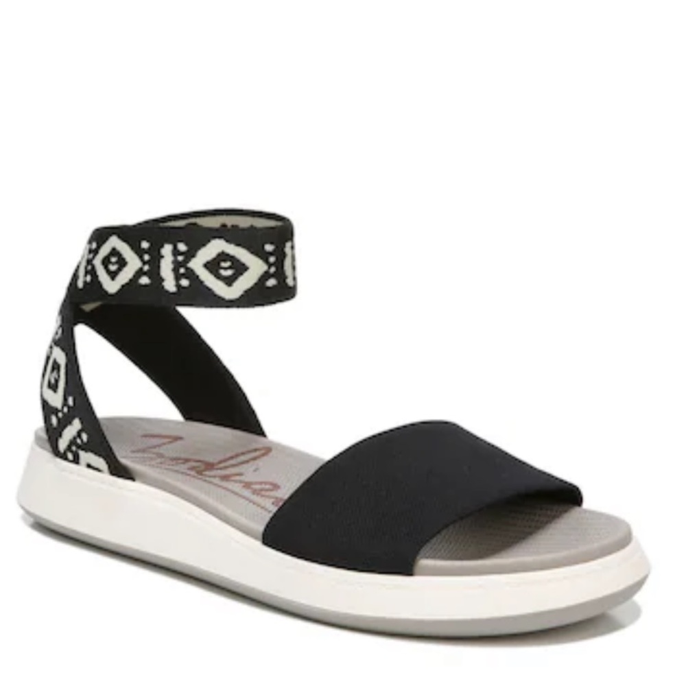 Zodiac Cyprus Ankle Elastic Sandal Black and White Aztec